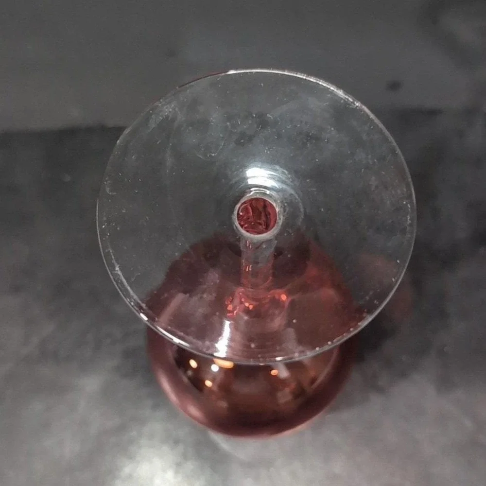Aromatic Wine Goblet 24 oz, Red Swirl Stem‎ Glass, Vintage Balloon Wine Glass